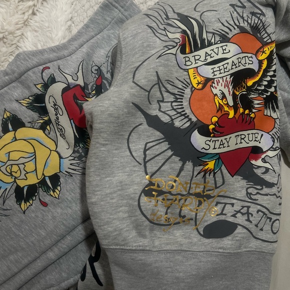 Gray Ed Hardy Sweatsuit SET - Picture 1 of 3